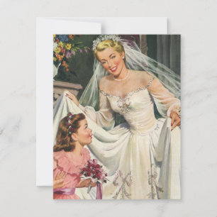 Vintage Wedding, Retro Bride Bridal Shower Party Invitation