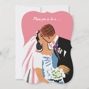 Vintage Wedding, Retro Bride Groom Bridal Shower Invitation