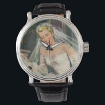 Vintage Wedding, Retro Bride with Flower Girl Watch<br><div class="desc">Vintage illustration love and romance image featuring a flower girl with a happy,  smiling bride in her beautiful dress with ornate bows on her wedding day. It's time to go get married!</div>