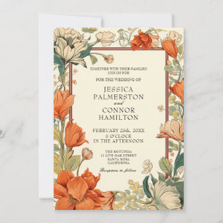 Vintage Wedding retro floral Invitation