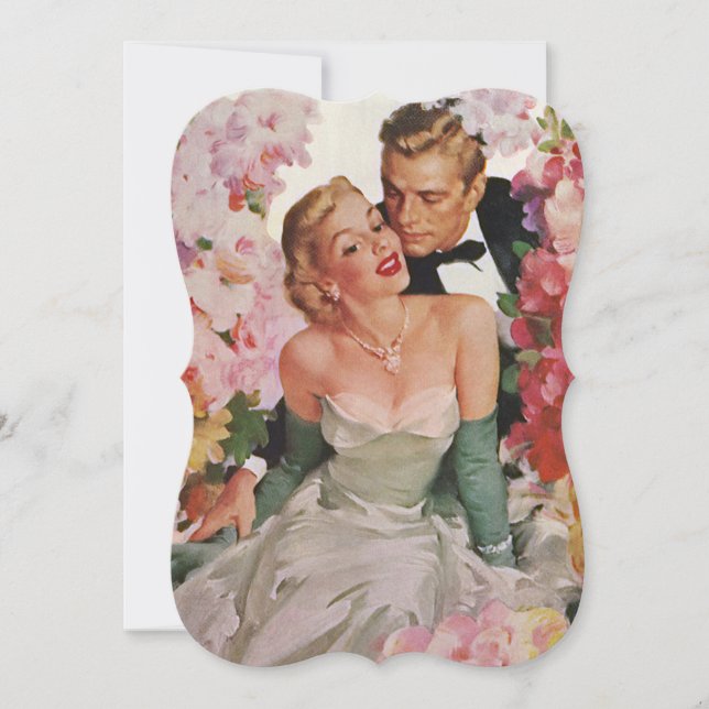 Vintage Wedding, Retro Newlyweds Bridal Shower Invitation (Front)