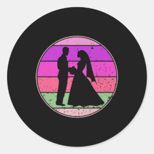 Vintage Wedding Retro Wedding Bride Groom Cuet Eve Classic Round Sticker