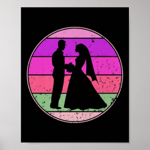 Vintage Wedding Retro Wedding Bride Groom Cuet Eve Poster