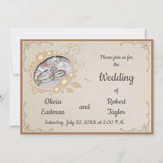 Vintage wedding rings save the date (Front)