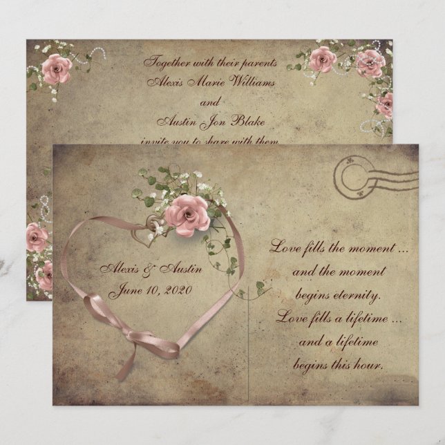 Vintage Wedding Rose Postcard (Front/Back)