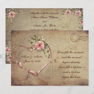 Vintage Wedding Rose Postcard