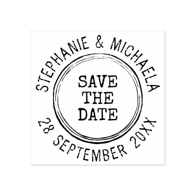 Vintage Wedding Rustic Save the Date Stamp (Imprint)