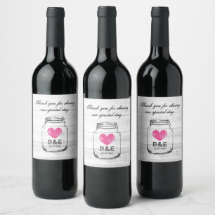Vintage wedding rustic white wood country style wine label