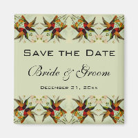 Vintage Wedding Save the Date Hummingbirds Flowers