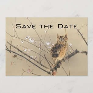 Vintage Wedding Save the Date, Japanese Owl Save The Date