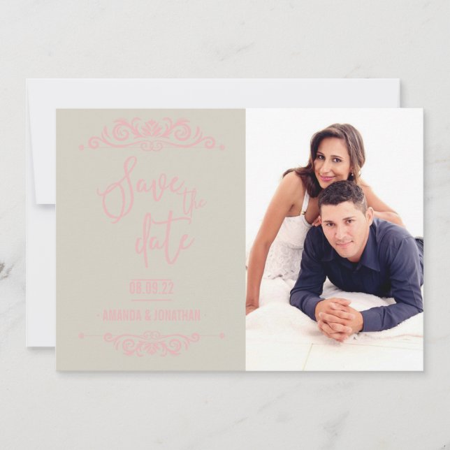 Vintage Wedding Save the Date personalised photo (Front)