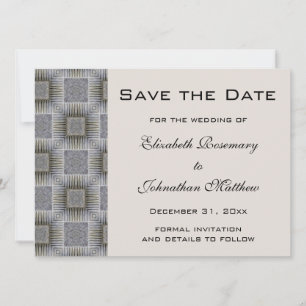 Vintage Wedding Save the Date, Retro Grey Squares Date