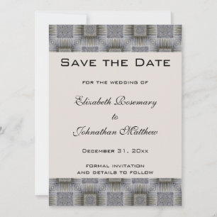 Vintage Wedding Save the Date, Retro Grey Squares Save The Date