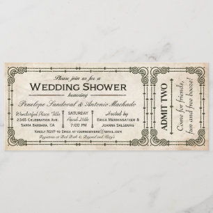 Vintage Wedding Shower Ticket Invitations I