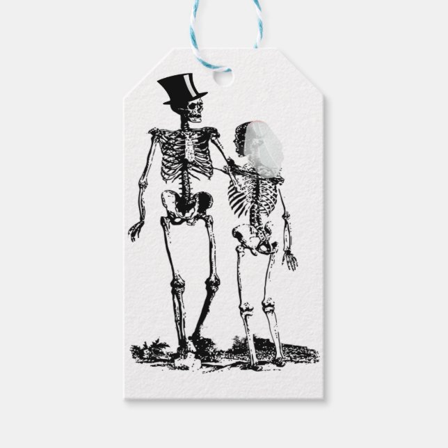 Vintage Wedding Skeleton Couple Gift Tags (Front)