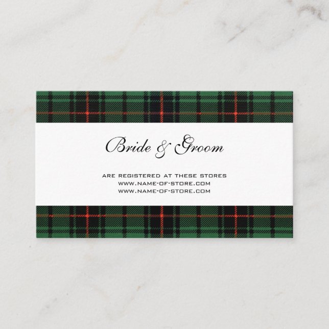 Vintage Wedding, Tartan Davidson Modern Pattern Enclosure Card (Front)