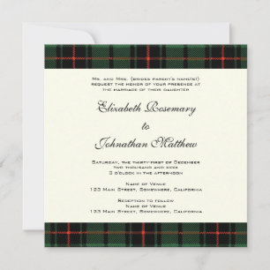 Vintage Wedding, Tartan Davidson Modern Pattern Invitation