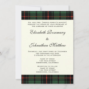 Vintage Wedding, Tartan Davidson Modern Pattern Invitation
