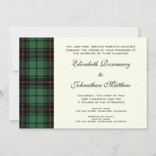 Vintage Wedding, Tartan Davidson Modern Pattern Invitation