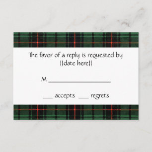 Vintage Wedding, Tartan Davidson Modern Pattern RSVP Card