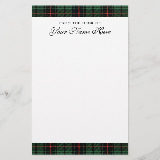 Vintage Wedding, Tartan Davidson Modern Pattern Stationery (Front)