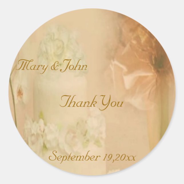 Vintage Wedding Thank You Sticker (Front)