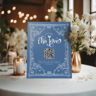 Vintage Wedding the Love Photo Share QR Code Pedestal Sign