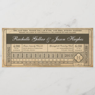 Vintage Wedding Ticket  III  Punchout Invitation