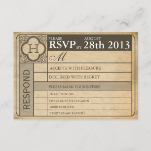 Vintage Wedding Ticket III Punchout RSVP Card