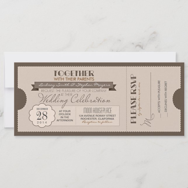 vintage wedding ticket invitation (Front)