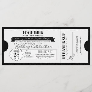 vintage wedding ticket invitation black and white