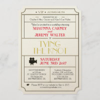 Vintage Wedding Ticket Invitation / Film Theme