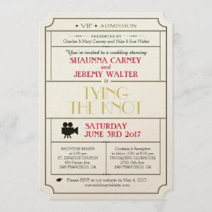 Vintage Wedding Ticket Invitation / Film Theme