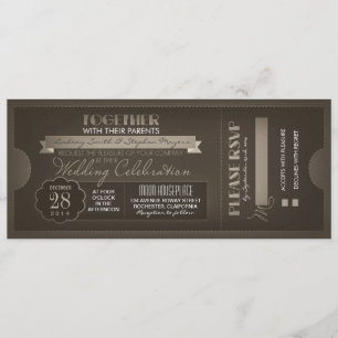 vintage wedding ticket invitations