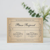 Vintage Wedding Ticket  RSVP (Standing Front)
