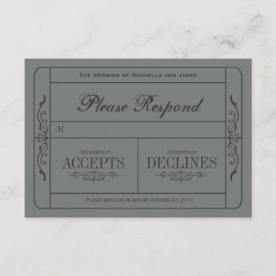 Vintage Wedding Ticket RSVP Card