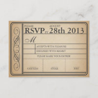 Vintage Wedding Ticket RSVP  II  Punchout
