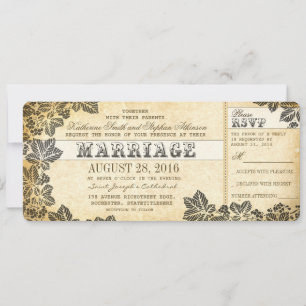 vintage wedding tickets with elegant flourishes invitation