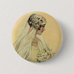 Vintage Wedding, Victorian Bride Bridal Portrait 6 Cm Round Badge