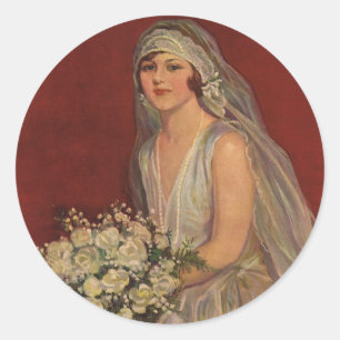 Vintage Wedding, Victorian Bride Bridal Portrait Classic Round Sticker