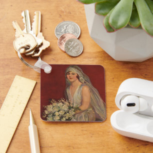 Vintage Wedding, Victorian Bride Bridal Portrait Key Ring