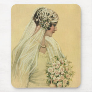 Vintage Wedding, Victorian Bride Bridal Portrait Mouse Mat