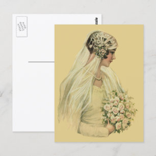 Vintage Wedding, Victorian Bride Bridal Portrait Postcard