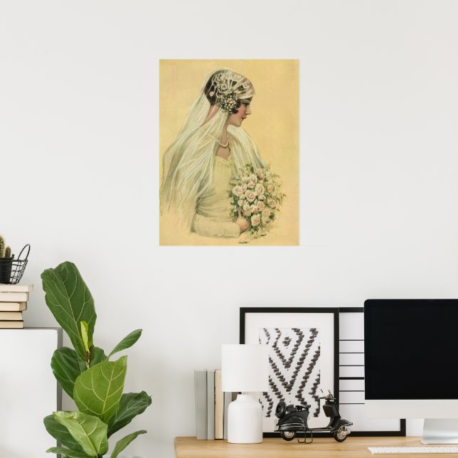 Vintage Wedding, Victorian Bride Bridal Portrait Poster (Home Office)
