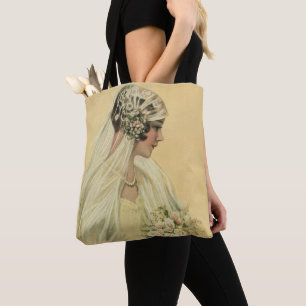 Vintage Wedding, Victorian Bride Bridal Portrait Tote Bag