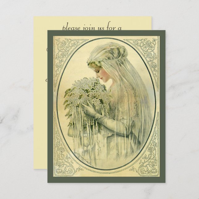 Vintage Wedding, Victorian Bride, Bridal Shower Invitation (Front/Back)