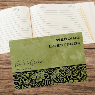 Vintage Wedding, Victorian Flower Floral Scroll Guest Book