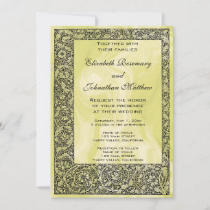 Vintage Wedding, Victorian Flower Floral Scroll Invitation