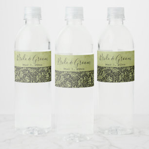 Vintage Wedding, Victorian Flower Floral Scroll Water Bottle Label