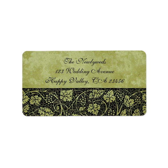 Vintage Wedding, Victorian Grape Vine Leaves Label (Front)